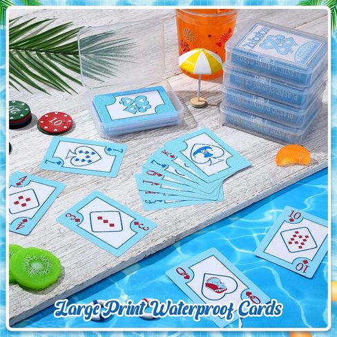 Zubebe 12 Decks Waterproof Plastic Playing Cards Bulk for Beach Pool Party, Standard Poker with Plastic Storage Box for Pool Beach Water Party Camping Supplies Table Games in Kuwait