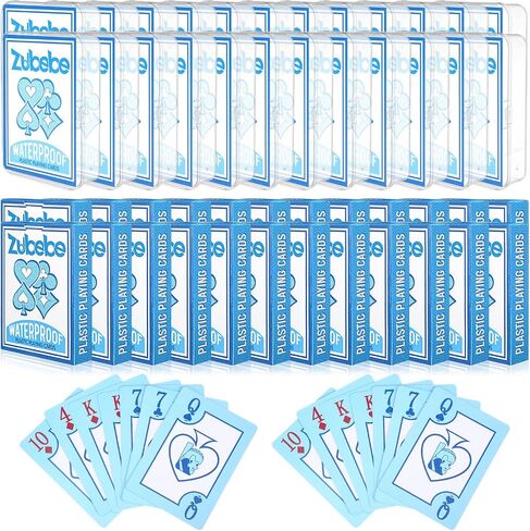 Zubebe 12 Decks Waterproof Plastic Playing Cards Bulk for Beach Pool Party, Standard Poker with Plastic Storage Box for Pool Beach Water Party Camping Supplies Table Games in Kuwait