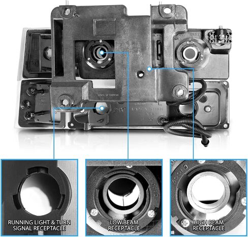 AmeriLite For 1988-1998 Chevy Pickup Truck C/K Suburban Tahoe LED Tube Black Replacement Headlights Halogen Bulb Parking Corner Light Sets - Passenger and Driver Side in Saudi Arabia