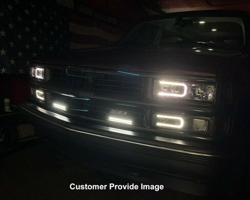 AmeriLite For 1988-1998 Chevy Pickup Truck C/K Suburban Tahoe LED Tube Black Replacement Headlights Halogen Bulb Parking Corner Light Sets - Passenger and Driver Side in Saudi Arabia