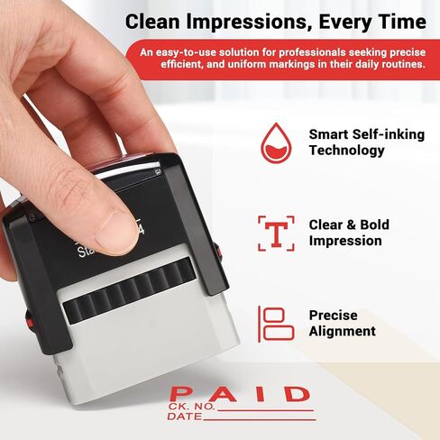 Emailed Self Inking Stamp, Refillable Stampers for Office - Business, Accounting, Bookkeeping, Coding, Legal, Notary, Work, Ordering, Inventory Stamps - Red Ink in Saudi Arabia