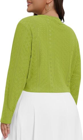 Lastshe Women's Plus Size Shrug Open Open Long Cleeves Broced Bolero Openwork Cardigans arey for vruces in Kuwait