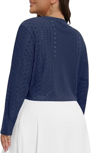 Lastshe Women's Plus Size Shrug Open Front Long Sleeves Cropped Bolero Openwork Dressy Cardigans for Dresses in Kuwait