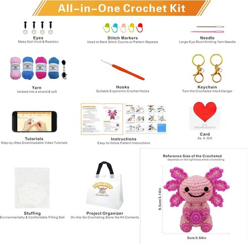 LuNuaFvy Complete Crochet Kit for Beginners Adults & Kids - Make 2 Dragon Amigurumi Animals, All-in-One Starter Set with Pre-Measured Yarn & Hooks, Step-by-Step Video Tutorial, Gift for Craft Lovers in Saudi Arabia
