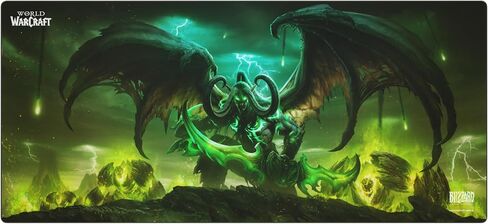 World of Warcraft Lich King Gaming Mousepad, Computer Mouse Mat, Flat Stitched Edge, Non-Slip Rubber Base, Gamers & Office Use, 35 x 16 - Officially Licensed in Saudi Arabia