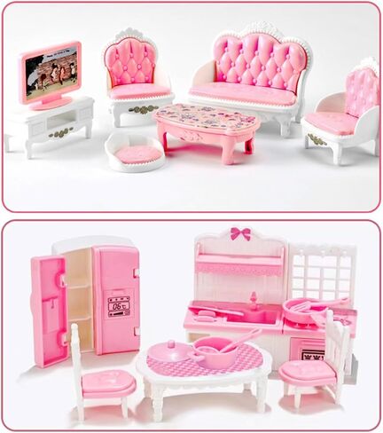 40 PCS Dollhouse Furniture Associory مجموعة مصغرة الأثاث الصغير دمى Dolls Dolls People Playhouse Family Toys Gift 1:12 Bedroom Bedroom Bathroom Boy Girl Toddler Kid 3y+ in Kuwait