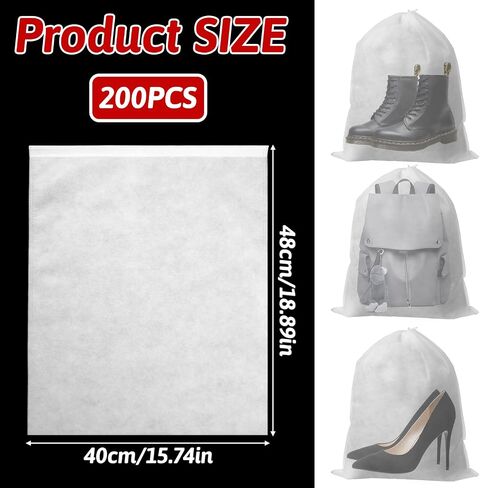 200Pcs Purse Dust Bags for Storage Drawstring Purse Covers Storage Bags for Dust and Storages 11in X 15in Breathable Non-woven Fabric Storages Pouch String Bag Travel Shoe Bag Handbag Covers in Saudi Arabia