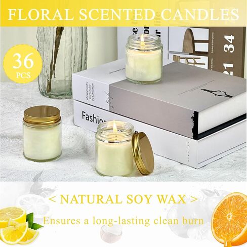 ACITHGL 36 Pcs 4oz Mini Mason Jar Candles Small Scented Candles Bulk Aromatherapy Ideal Souvenir Favors for Wedding Birthday Party (Freesia, Lavender, Jasmine, Gold) in Saudi Arabia