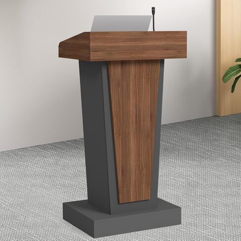 Wooden Podium Stand with Wheels, Mobile Wood Lectern with Large Storage, Elegant Pulpit for Churches, Classrooms & Conferences, Scratch-Resistant Finish, Heavy Base (with 4"Elevated Footrest) in Saudi Arabia