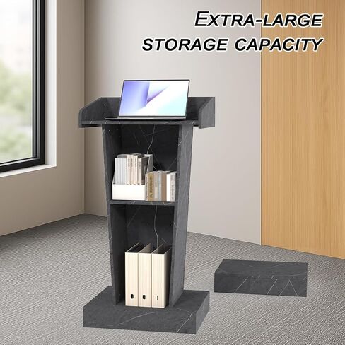 Wooden Podium Stand with Wheels, Mobile Wood Lectern with Large Storage, Elegant Pulpit for Churches, Classrooms & Conferences, Scratch-Resistant Finish, Heavy Base (with 4"Elevated Footrest) in Saudi Arabia