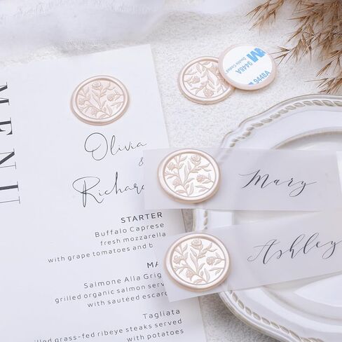 UNIQOOO Wax Seal Stickers - 3D Leaf Wedding Invitation Envelope Seal Stickers, 50 Pcs Self- Adhesive Antique Gold Stickers, Perfect for Invitation, Christmas, Gift Wrapping in Saudi Arabia