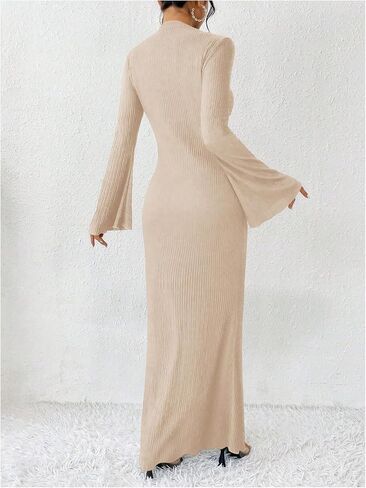 Gorglitter Women's Bell's Bell Long Sleeve Cocktail Maxi Dress Dress Crew Neck Bodycon Fishical Dresses Long Dresses in Saudi Arabia
