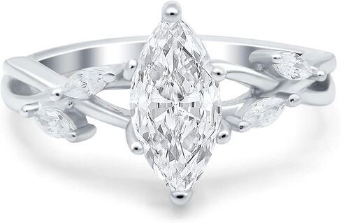 Blue Apple Co. Infinity Twist Marquise Art Deco خطوة زفاف زفاف جولة محاكاة الزركونيا المكعب 925 الفضة الجنيه الاسترليني in Kuwait