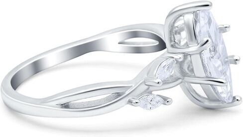 Blue Apple Co. Infinity Twist Marquise Art Deco خطوة زفاف زفاف جولة محاكاة الزركونيا المكعب 925 الفضة الجنيه الاسترليني in Kuwait