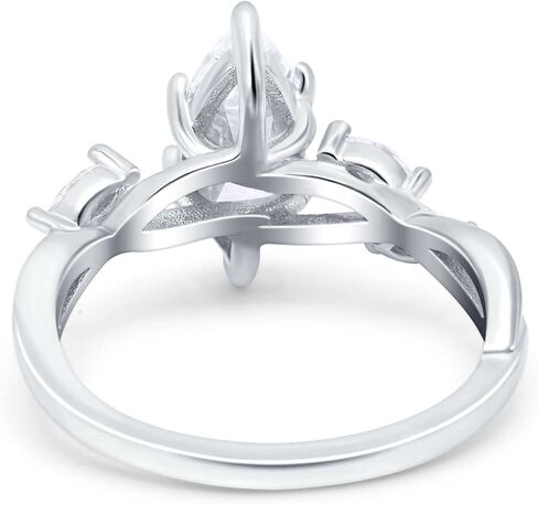 Blue Apple Co. Infinity Twist Marquise Art Deco خطوة زفاف زفاف جولة محاكاة الزركونيا المكعب 925 الفضة الجنيه الاسترليني in Kuwait