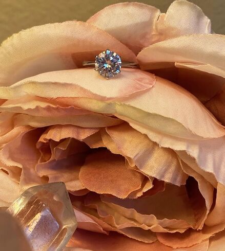 IVY & BAUBLE 1 Carat, 2 Carat, 3.5 Carat CZ Round Solitaire Engagement Ring in White Gold Plating, Size 5-10 in Kuwait