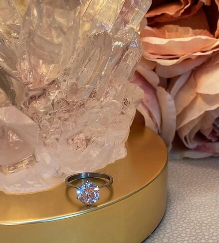 IVY & BAUBLE 1 Carat, 2 Carat, 3.5 Carat CZ Round Solitaire Engagement Ring in White Gold Plating, Size 5-10 in Kuwait