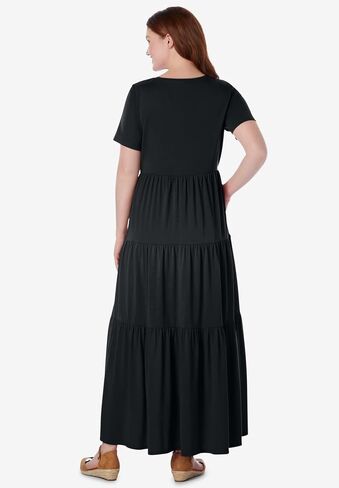 Woman Within Plus Size Short-Sleeve Tiered Dress in Kuwait