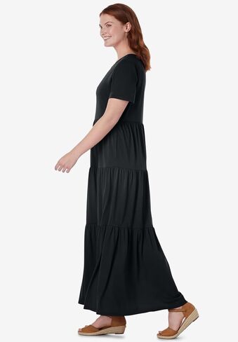 Woman Within Plus Size Short-Sleeve Tiered Dress in Kuwait