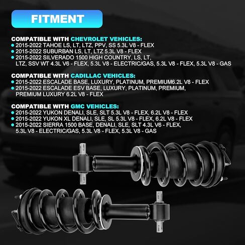 2PCS 84176631 STRUTS STRUTS ASSORBERBER ASSORBERABER مع مغناطيسي وتربيع متوافق مع 2015-2021 Cadillac Escalade Chevy Suburban Tahoe GMC Yukon XL Sierra 1500 استبدال# 84977478 23312167 in Kuwait