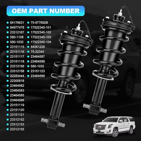 2PCS 84176631 STRUTS STRUTS ASSORBERBER ASSORBERABER مع مغناطيسي وتربيع متوافق مع 2015-2021 Cadillac Escalade Chevy Suburban Tahoe GMC Yukon XL Sierra 1500 استبدال# 84977478 23312167 in Kuwait