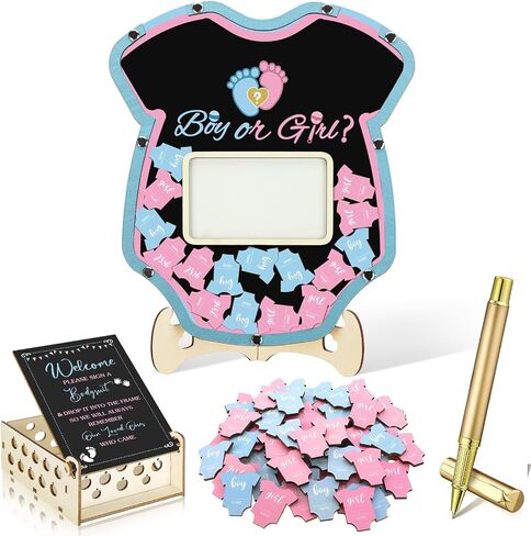 Wenqik 63 PCS Baby Shower Book بدائل ضيوف قم بتعيين زينة استحمام الطفل مع إطار صورة Sonogram إطار التذكارات 60 شريحة خشبية دفتر لعيد الميلاد (الديناصورات) in Kuwait