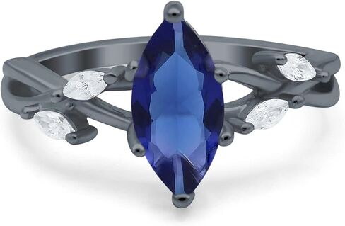 Blue Apple Co. Infinity Twist Marquise Art Deco خطوة زفاف زفاف جولة محاكاة الزركونيا المكعب 925 الفضة الجنيه الاسترليني in Kuwait