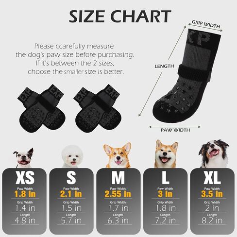 EXPAWLORER Dog Socks to Prevent Licking Paws, Dog Paw Protector with Strong Traction Control on Hardwood Floors Anti Slip, Dog Booties, Dog Shoes for Small Medium Large Senior Dogs in Saudi Arabia