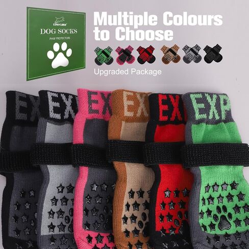 EXPAWLORER Dog Socks to Prevent Licking Paws, Dog Paw Protector with Strong Traction Control on Hardwood Floors Anti Slip, Dog Booties, Dog Shoes for Small Medium Large Senior Dogs in Saudi Arabia