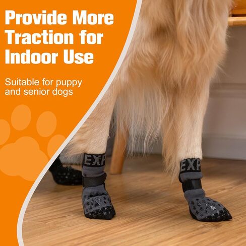 EXPAWLORER Dog Socks to Prevent Licking Paws, Dog Paw Protector with Strong Traction Control on Hardwood Floors Anti Slip, Dog Booties, Dog Shoes for Small Medium Large Senior Dogs in Saudi Arabia