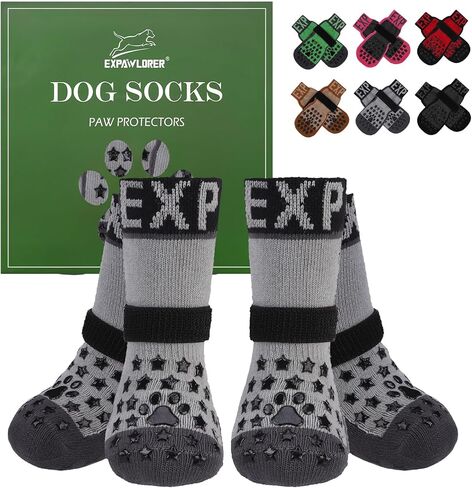 EXPAWLORER Dog Socks to Prevent Licking Paws, Dog Paw Protector with Strong Traction Control on Hardwood Floors Anti Slip, Dog Booties, Dog Shoes for Small Medium Large Senior Dogs in Saudi Arabia