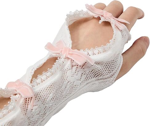 Women Long Sleeve Lace Shrug Gothic Y2K Bow Bolero Fishnet Shawl Cardigan Cute Fairycore Accessories in Saudi Arabia