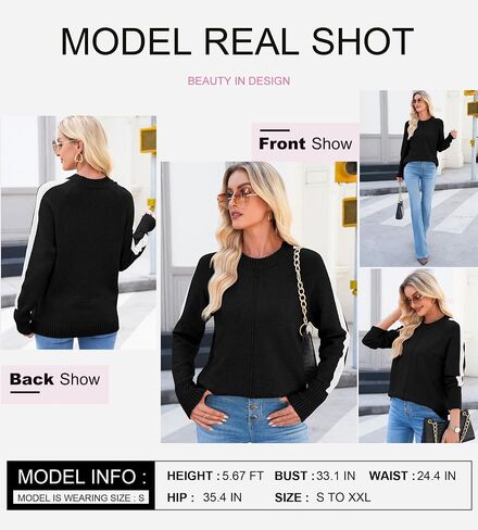 Dokotoo Womens Fall Subtins غير الرسمي الطويل الأكمام Crewneck Block Block Pullover Rebover Tops in Saudi Arabia