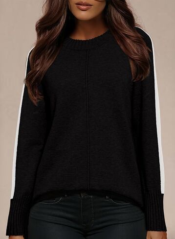 Dokotoo Womens Fall Subtins غير الرسمي الطويل الأكمام Crewneck Block Block Pullover Rebover Tops in Saudi Arabia