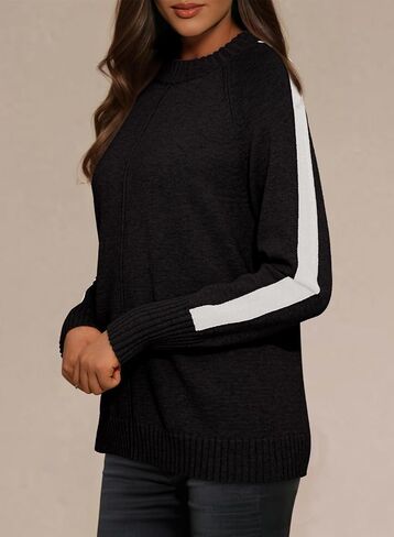 Dokotoo Womens Fall Subtins غير الرسمي الطويل الأكمام Crewneck Block Block Pullover Rebover Tops in Saudi Arabia
