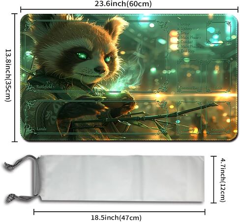 Playmat لـ MTG (مخيط) الحجم 24 × 14 بوصة ، بما في ذلك حقيبة تخزين Playmat - مناسبة جدًا لعشاق الهواة TCG MTG Playmat و Card Card (Noble Cat -No Zone) in Kuwait