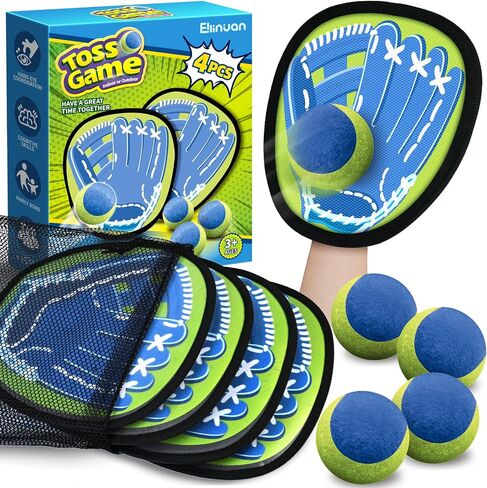 4 Packs Catch Ball Game Set, Baseball Training Glove, Outdoor Toys, Summer Beach Pool Yard Backyard Lawn Camping Sports Play Toy Games for Toddlers Kids Teens Adults Family Game, Fun Ideal Gifts in Saudi Arabia