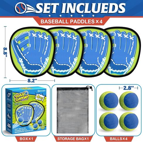 4 Packs Catch Ball Game Set, Baseball Training Glove, Outdoor Toys, Summer Beach Pool Yard Backyard Lawn Camping Sports Play Toy Games for Toddlers Kids Teens Adults Family Game, Fun Ideal Gifts in Saudi Arabia