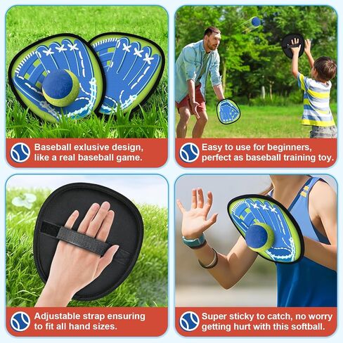 4 Packs Catch Ball Game Set, Baseball Training Glove, Outdoor Toys, Summer Beach Pool Yard Backyard Lawn Camping Sports Play Toy Games for Toddlers Kids Teens Adults Family Game, Fun Ideal Gifts in Saudi Arabia