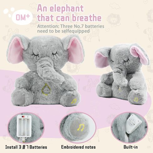 Breathing Stuffed Animal, Mush Plushies for Anxiety and Sleep, Breathing Plush, Four Gear Adjustment, Volume Control, Rhythmic Breathing Motion with Music Lights, for Newborns 0+ Months in Kuwait