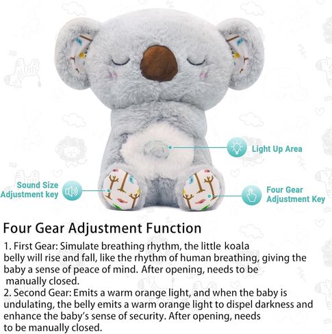 Breathing Stuffed Animal, Mush Plushies for Anxiety and Sleep, Breathing Plush, Four Gear Adjustment, Volume Control, Rhythmic Breathing Motion with Music Lights, for Newborns 0+ Months in Kuwait
