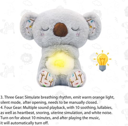 Breathing Stuffed Animal, Mush Plushies for Anxiety and Sleep, Breathing Plush, Four Gear Adjustment, Volume Control, Rhythmic Breathing Motion with Music Lights, for Newborns 0+ Months in Kuwait