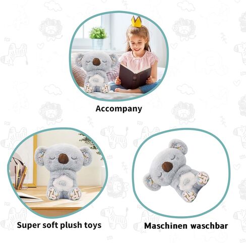 Breathing Stuffed Animal, Mush Plushies for Anxiety and Sleep, Breathing Plush, Four Gear Adjustment, Volume Control, Rhythmic Breathing Motion with Music Lights, for Newborns 0+ Months in Kuwait