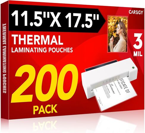 CAREGY 100 Pack Laminating Sheets, Hold 11 x 17 Inch Sheet, 3 Mil Clear Thermal Laminating Pouches 11.5 x 17.5 Inch Lamination Sheet Paper for Laminator, Round Corne in Saudi Arabia