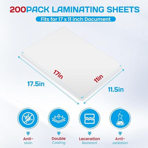 CAREGY 100 Pack Laminating Sheets, Hold 11 x 17 Inch Sheet, 3 Mil Clear Thermal Laminating Pouches 11.5 x 17.5 Inch Lamination Sheet Paper for Laminator, Round Corne in Saudi Arabia