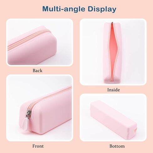 Cute Silicone Makeup Brush Holder, Soft Portable Cosmetic Brush Bag with Zipper, Travel Makeup Brush Case(01Lightpink) in Saudi Arabia