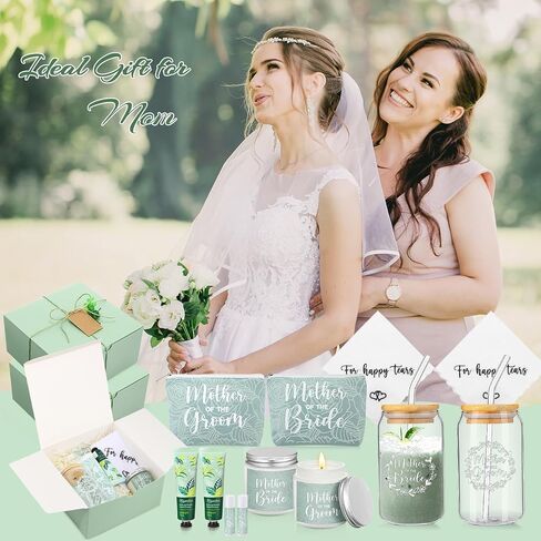 Meanplan 18 PCS 2 مجموعات الأم العريس هدية 14 أوقية أكواب زجاجية مستحضرات التجميل مناديل الشموع in Saudi Arabia
