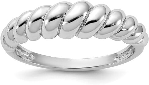 Diamond2Deal Sterling Silver Rhodium-plated Scalloped Ring in Saudi Arabia