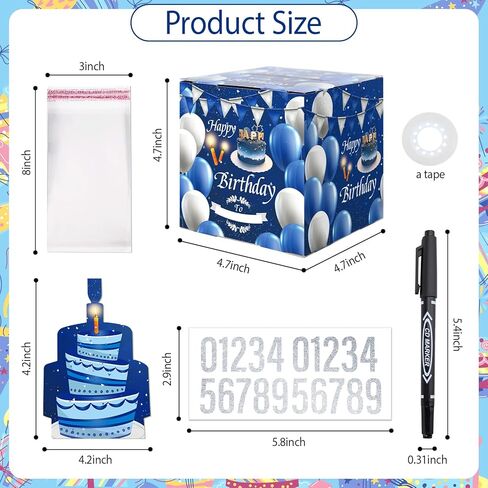 صندوق هدايا صفراء مع 40 ٪ من الأكياس الشفافة تسحب صندوق المال المفاجئ لبطاقة عيد الميلاد وملصقات DIY لأي عمر طريقة ممتعة لإعطاء النقود للعائلة والأصدقاء مع تعليمات التجميع والقلم لكتابة اسم الشخص الموهوبين in Kuwait