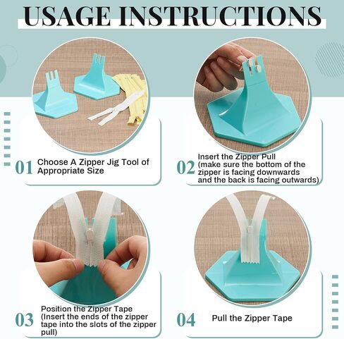Leinuosen 2 Pcs Zipper Jig Tool for Zipper Pulls 4 Size #3#5#7#8 Handy Zip Fastener Jig Installing Tool Zip Sliders for Pants Dresses Jackets in Kuwait